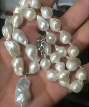 Ожерелье с подвеской из натурального белого жемчуга Южного моря в стиле барокко длиной 18 дюймов