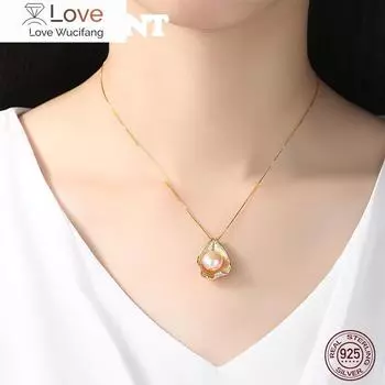 Ожерелье с подвеской из натурального пресноводного жемчуга из стерлингового серебра 925 пробы, модное ожерелье с жемчугом для женщин, новый дизайн 45cm розовый