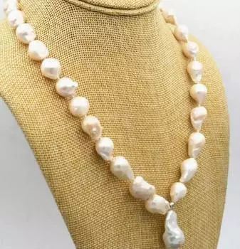 Ожерелье с подвеской из натурального белого жемчуга Южного моря в стиле барокко, размер 12x15 мм, длина 18 дюймов