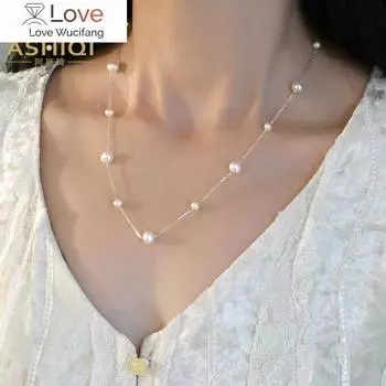 Ожерелье с подвеской из натурального пресноводного жемчуга Ashiqi, 925 пробы, модные ювелирные изделия для женщин, новинка 45cm