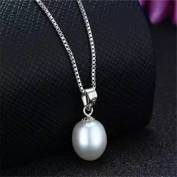 Ожерелье с подвеской из натурального пресноводного жемчуга 8-9 мм, серебро 925 пробы, цепочка 45 см, женское ювелирное изделие, подарок