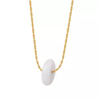 Ожерелье с подвеской из нефрита в китайском стиле «Хетянь», универсальная личность, темперамент вдовствующей императрицы, титановая сталь, 18-каратное золото, хип-хоп-ювелирные изделия