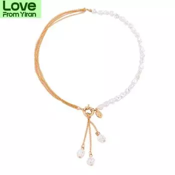 Ожерелье с подвеской из нерегулярного жемчуга в стиле барокко, подвеска в виде панк-груди, цепочка с кисточками, жемчужное ожерелье для вечеринки, подарок на день святого Валентина