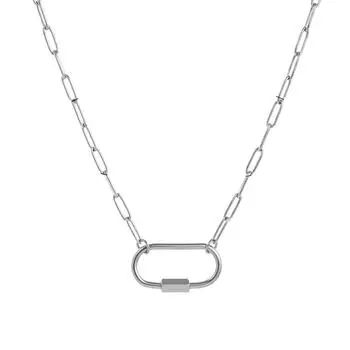 Ожерелье с подвеской из нержавеющей стали с живой цепью, вакуумная гальванизация, универсальное женское ожерелье серебряный