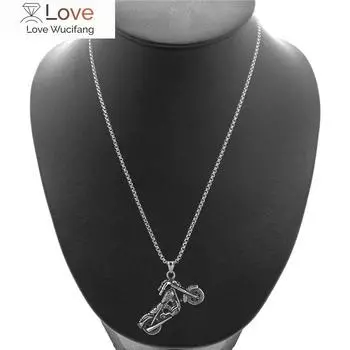 Ожерелье с подвеской из нержавеющей стали в виде панк-черепного мотоцикла для мужчин, ретро-рок-байкер, подвеска для мотоцикла, ювелирные изделия в подарок, оптовая продажа белый