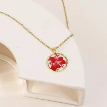 Ожерелье с подвеской из прессованной смолы в виде цветка, ожерелье с подвеской в виде сухоцвета в виде капли воды, уникальный подарок style D