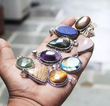 Ожерелье с подвеской из разноцветного кристалла, подвески ручной работы с хрустальным серебром, оптовая продажа подвесок для женщин, разноцветные подвески Free Size синий