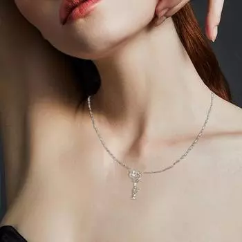 Ожерелье с подвеской из розового агата, модное французское ретро-ювелирное украшение с бриллиантами и цветком, подарок для женщин и девушек.