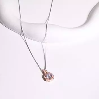 Ожерелье с подвеской из розового золота 8 мм, белого AAA кубического циркония 925 пробы, 45 см, из стерлингового серебра с цирконием, ювелирные украшения розового золота