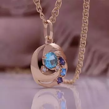 Ожерелье с подвеской из розового золота, смешанные цвета, искусственный цирконий, геометрическая подвеска, ожерелье, подарок на день рождения, Рождественский подарок для женщин 50cm розового золота