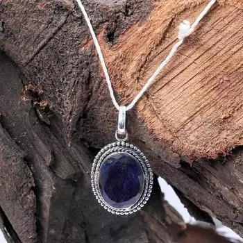Ожерелье с подвеской из сапфирового камня, украшения ручной работы в стиле бохо, серебро 925 пробы, подарок для нее, дизайнерские украшения Pendant