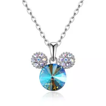 Ожерелье с подвеской из серебра 925 пробы с милой мышью и кристаллами