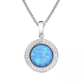 Ожерелье с подвеской из синего опала, круглый натуральный огненный опал, серебряный кулон 925 пробы