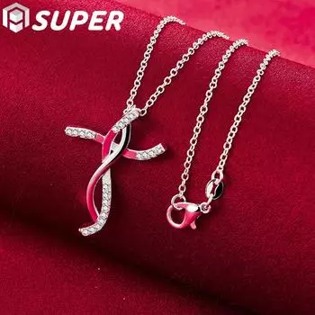 Ожерелье с подвеской из стерлингового серебра 925 пробы с крестом AAA и цирконом, ювелирные изделия 45cm