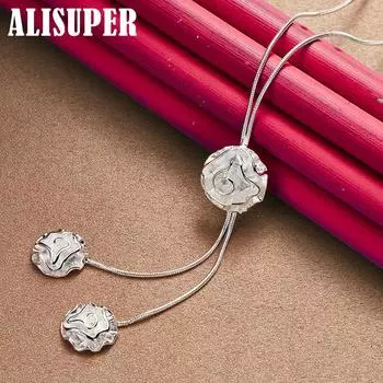 Ожерелье с подвеской из стерлингового серебра 925 пробы с тремя розами, ювелирные изделия 50cm