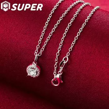 Ожерелье с подвеской из стерлингового серебра 925 пробы с цирконом ААА, модные ювелирные изделия 45cm