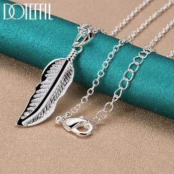 Ожерелье с подвеской из стерлингового серебра 925 пробы, свадебные модные украшения 45cm