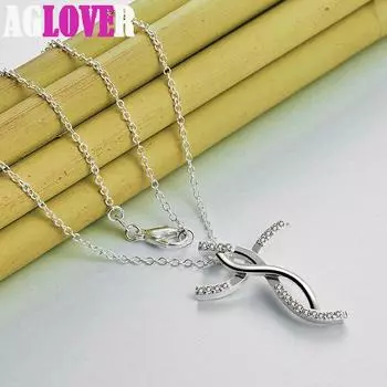 Ожерелье с подвеской из стерлингового серебра 925 пробы с крестом AAA и цирконом, ювелирные изделия 45cm