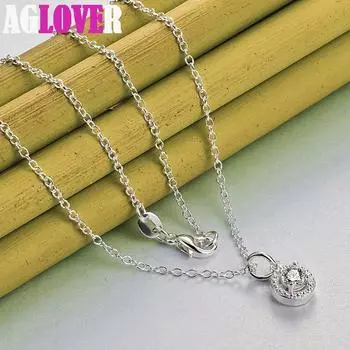 Ожерелье с подвеской из стерлингового серебра 925 пробы AAA с цирконом, ювелирные изделия 45cm