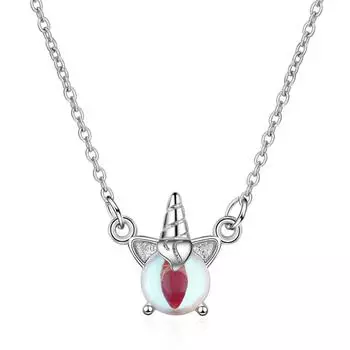 Ожерелье с подвеской из стерлингового серебра 925 пробы с опалом и единорогом для женщин, вечерние украшения, колье-воротник Dz544