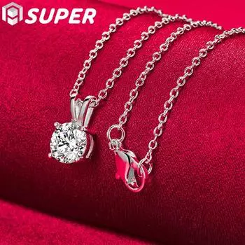 Ожерелье с подвеской из стерлингового серебра 925 пробы 8 мм AAA с цирконом, ювелирные изделия 45cm