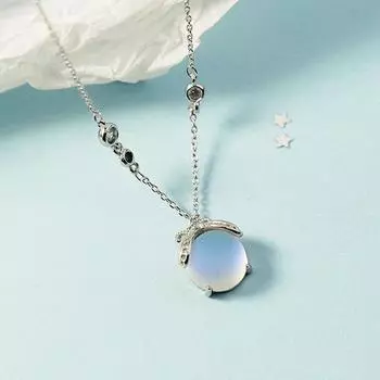 Ожерелье с подвеской из стерлингового серебра 925 пробы с лунным камнем и животными для женщин, элегантное свадебное массивное ювелирное изделие Dz176