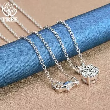 Ожерелье с подвеской из стерлингового серебра 925 пробы 8 мм AAA с цирконом, ювелирные изделия 45cm