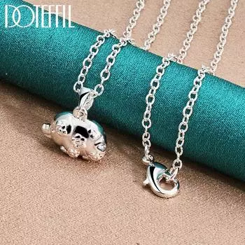 Ожерелье с подвеской из стерлингового серебра 925 пробы с милой свиньей, свадебные модные украшения 45cm