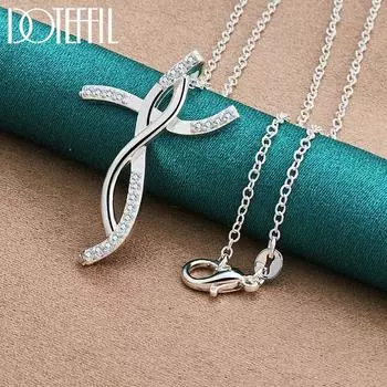 Ожерелье с подвеской из стерлингового серебра 925 пробы, свадебные модные украшения 45cm