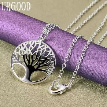 Ожерелье с подвеской из стерлингового серебра 925 пробы «Древо жизни» Свадебные модные украшения 45cm