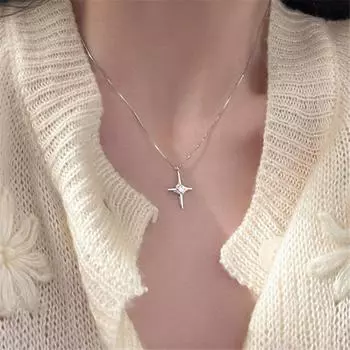 Ожерелье с подвеской из стерлингового серебра 925 пробы с цирконием и крестом для женщин, свадебная вечеринка, модные ювелирные изделия, подарок, колье, колье Dz380