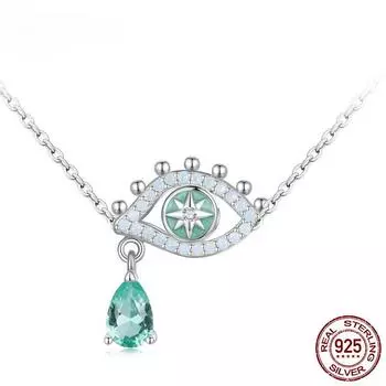 Ожерелье с подвеской из стерлингового серебра S925 «Глаз демона», цепочка на шею «Счастливый сглаз», цепочка с цирконием для женщин, подарок на День Святого Валентина 45cm