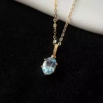 Ожерелье с подвеской из стерлингового серебра 925 пробы с топазом, полупрозрачное синее ожерелье, женская японская простая и легкая роскошная универсальная цепочка на ключицу 925