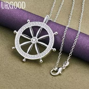 Ожерелье с подвеской из стерлингового серебра 925 пробы с цирконием, свадебные украшения 40cm