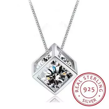 Ожерелье с подвеской из стерлингового серебра 925 пробы с кубическим цирконием для женщин, подарочное, 45 см, цепочка-чокер, ожерелье Kolye S-N76