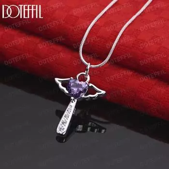 Ожерелье с подвеской из стерлингового серебра 925 пробы и циркония Модные свадебные украшения S-40CM