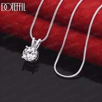 Ожерелье с подвеской из стерлингового серебра 925 пробы с цирконием класса AAA, 8 мм, модные свадебные украшения O-40CM