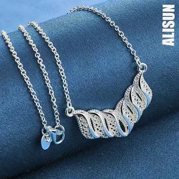 Ожерелье с подвеской из стерлингового серебра 925 пробы длиной 18 дюймов, модные свадебные украшения O-49CM