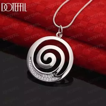 Ожерелье с подвеской из стерлингового серебра 925 пробы с круглым спиральным цирконием, модные свадебные украшения S-40CM