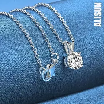 Ожерелье с подвеской из стерлингового серебра 925 пробы с цирконием класса AAA, 8 мм, модные свадебные украшения O-45CM