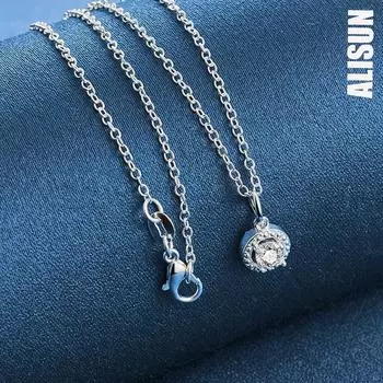 Ожерелье с подвеской из стерлингового серебра 925 пробы и циркония класса ААА, модные свадебные украшения O-45CM