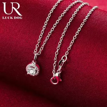 Ожерелье с подвеской из стерлингового серебра 925 пробы и циркония класса ААА, модные свадебные украшения O-45CM