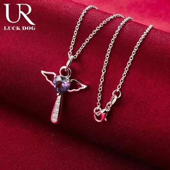 Ожерелье с подвеской из стерлингового серебра 925 пробы и циркония Модные свадебные украшения O-45CM