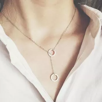 Ожерелье с подвеской из стерлингового серебра 925 пробы The Circle Подарки для подруги на вечеринку, свадьбу, чокер, элегантные модные ювелирные изделия 40cm платиновый