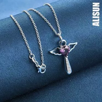 Ожерелье с подвеской из стерлингового серебра 925 пробы и циркония Модные свадебные украшения O-45CM