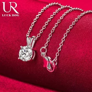 Ожерелье с подвеской из стерлингового серебра 925 пробы с цирконием класса AAA, 8 мм, модные свадебные украшения O-45CM