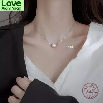 Ожерелье с подвеской из стерлингового серебра 925 пробы, корейское ожерелье с жемчугом Ins, элегантный подарок на годовщину, ювелирные изделия