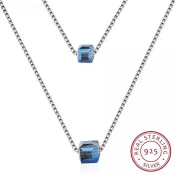 Ожерелье с подвеской из стерлингового серебра 925 пробы, двухслойное ожерелье из цепочки для женщин, шикарный подарок розовый