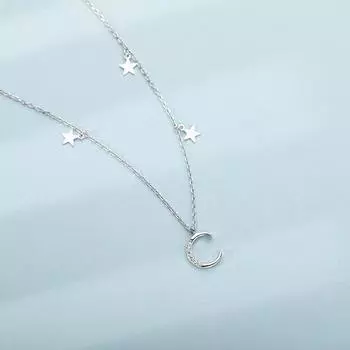Ожерелье с подвеской из стерлингового серебра 925 пробы с кисточкой, звездой и луной для женщин, креативная цепочка с подвеской, элегантные вечерние украшения Dz508