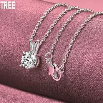 Ожерелье с подвеской из стерлингового серебра 925 пробы с цирконием класса AAA, 8 мм, модные свадебные украшения O-40CM